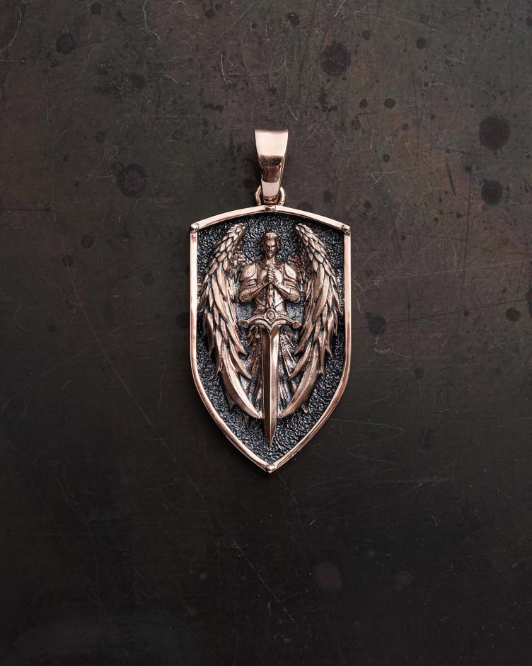 Anhänger - Schild SCHUTZENGEL aus Rotgold 3