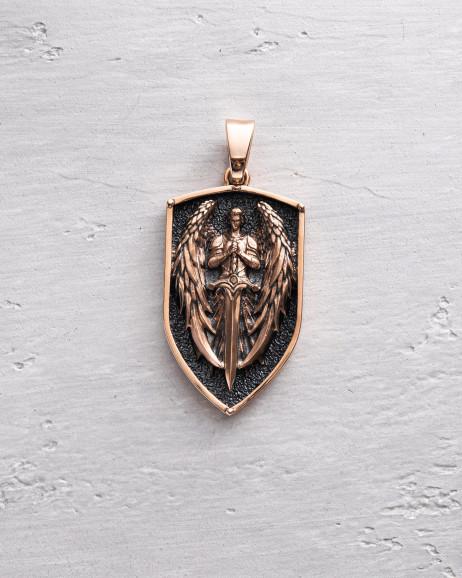 Anhänger - Schild SCHUTZENGEL aus Rotgold