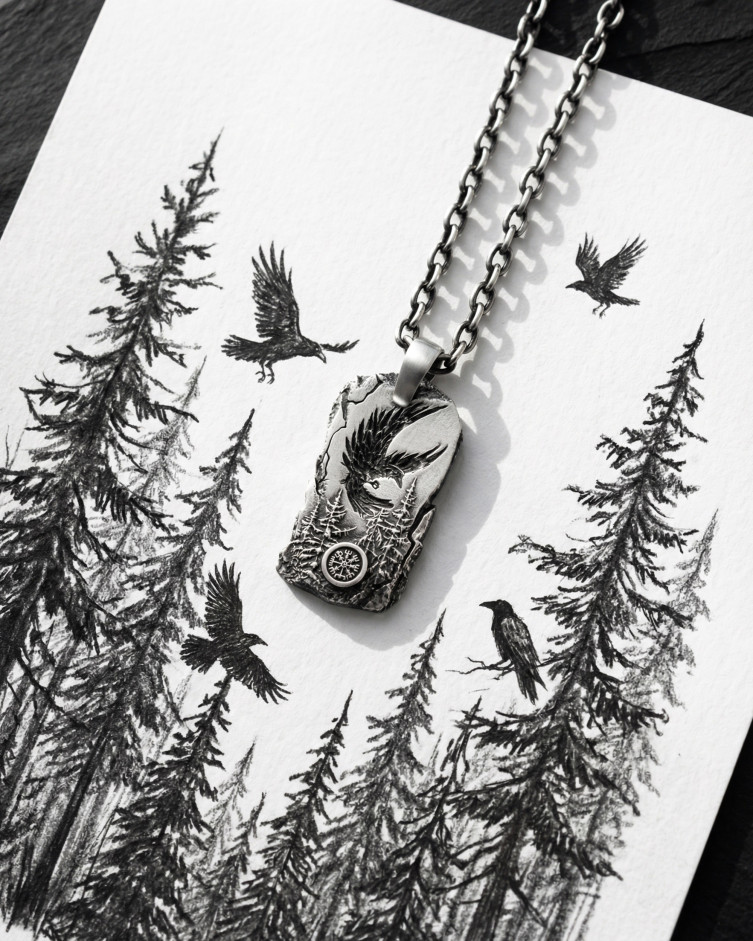 Anhänger HERR DES HIMMELS. VEGVISIR in Sterlingsilber 8
