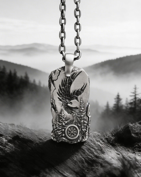 Anhänger HERR DES HIMMELS. VEGVISIR in Sterlingsilber
