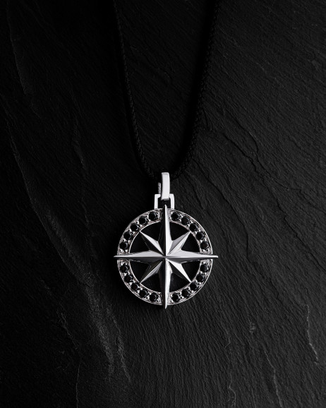 Anhänger COMPASS. BLACK STONES aus Weißgold 3