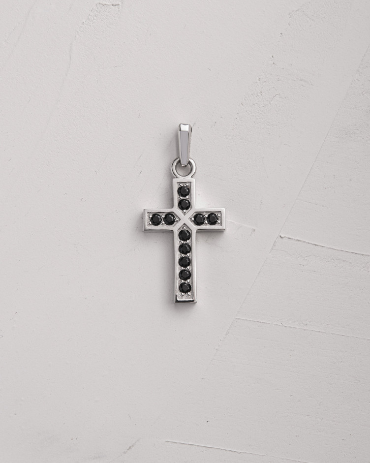 Kreuz FAITH. BLACK STONES aus Weißgold 7