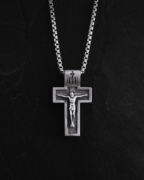 Kreuz DIE KREUZIGUNG JESU CHRISTI. SCHUTZ in Sterlingsilber