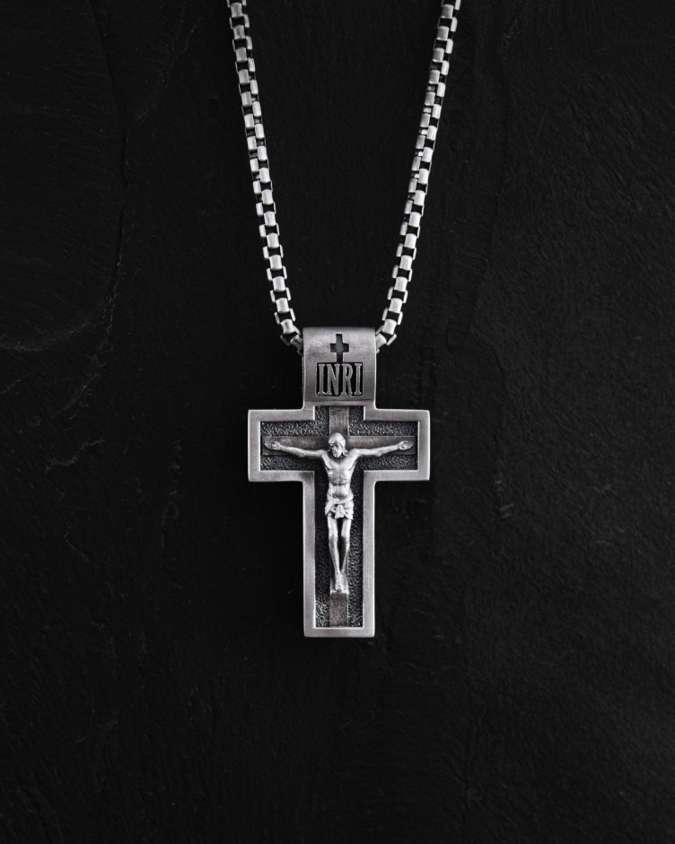 Kreuz DIE KREUZIGUNG JESU CHRISTI. SCHUTZ in Sterlingsilber