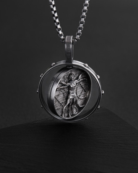 Anhänger DER VITRUVIANISCHE MENSCH (Da Vinci) in Sterlingsilber