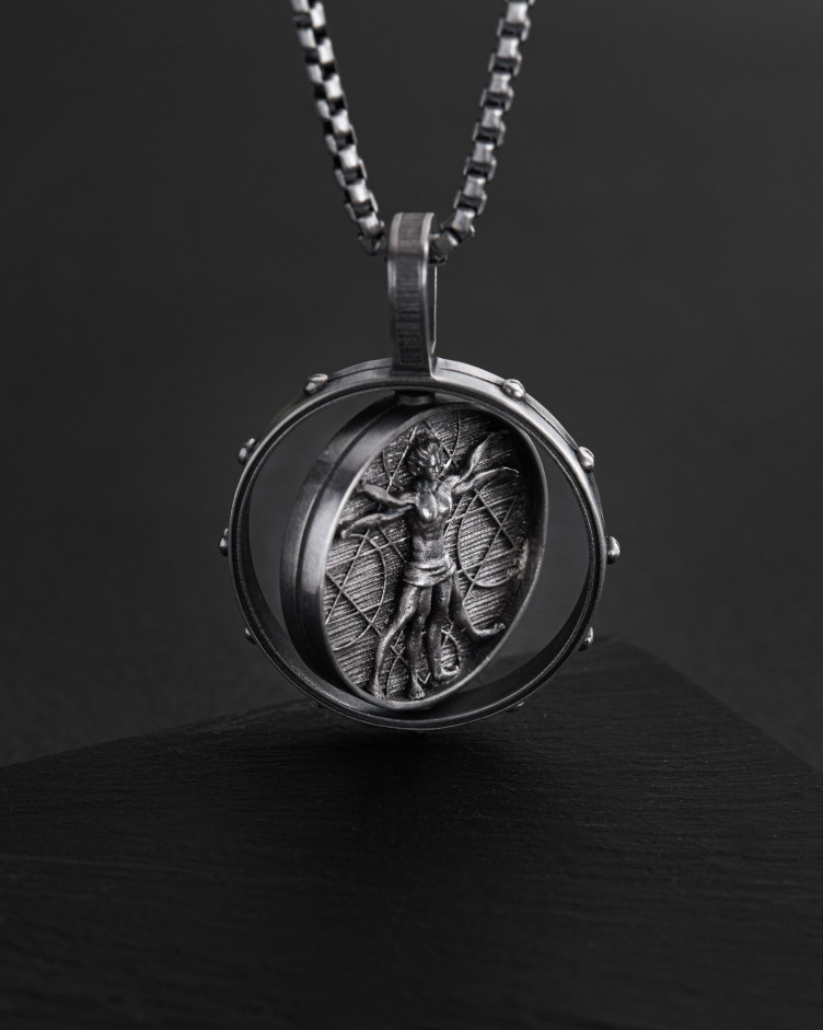 Anhänger DER VITRUVIANISCHE MENSCH (Da Vinci) in Sterlingsilber