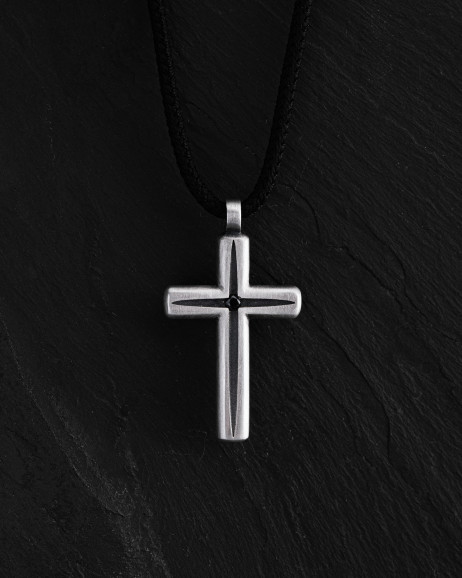 Kreuz LUMEN FIDEI. BLACK STONES in Sterlingsilber 3