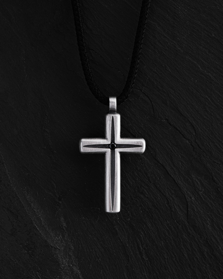 Kreuz LUMEN FIDEI. BLACK STONES in Sterlingsilber 3