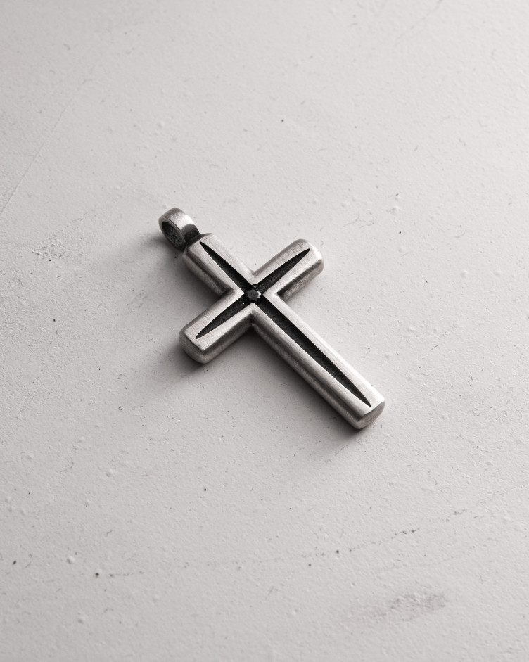 Kreuz LUMEN FIDEI. BLACK STONES in Sterlingsilber 7
