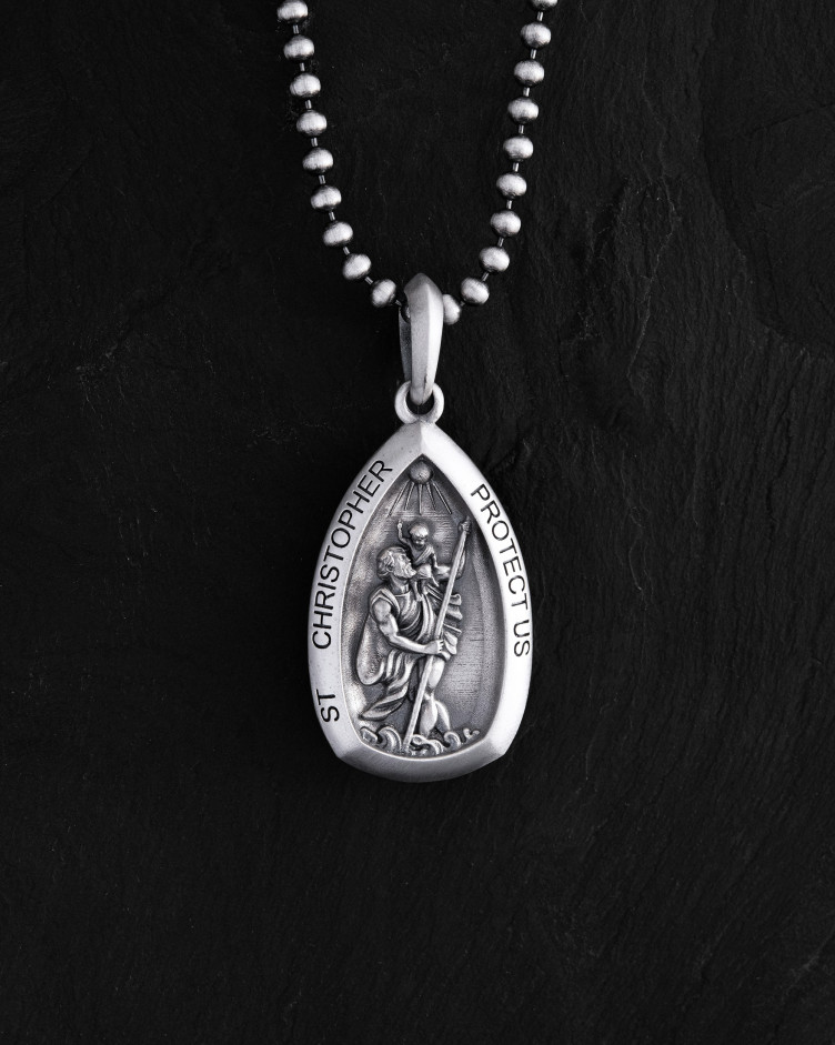 Anhänger ST. CHRISTOPHER PROTECT US in Sterlingsilber