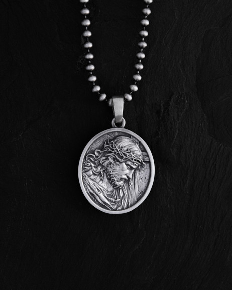 Anhänger JESUS CHRISTUS MIT DORNEKRONE in Sterlingsilber