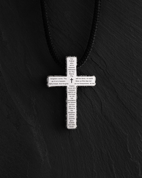 Kreuz in Sterlingsilber an einer Schnur VATERUNSER – UNSER VATER 6