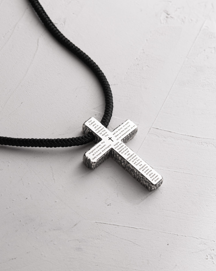 Kreuz in Sterlingsilber an einer Schnur VATERUNSER – UNSER VATER 5