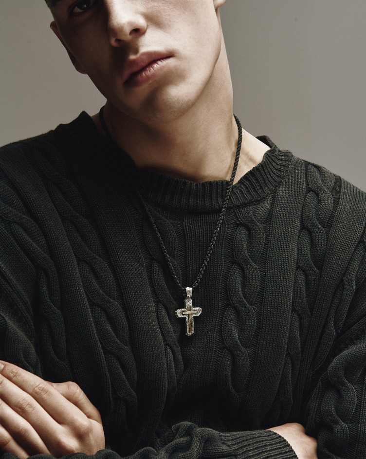 Kreuz KALVARIENKREUZ. AUF GOTT VERTRAUEN WIR in Sterlingsilber (Einlage aus 18k Gelbgold) 2