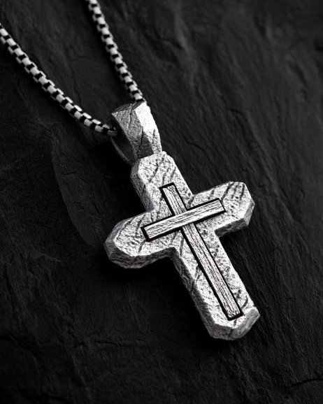 Kreuz KALVARIENKREUZ. AUF GOTT VERTRAUEN WIR in Sterlingsilber
