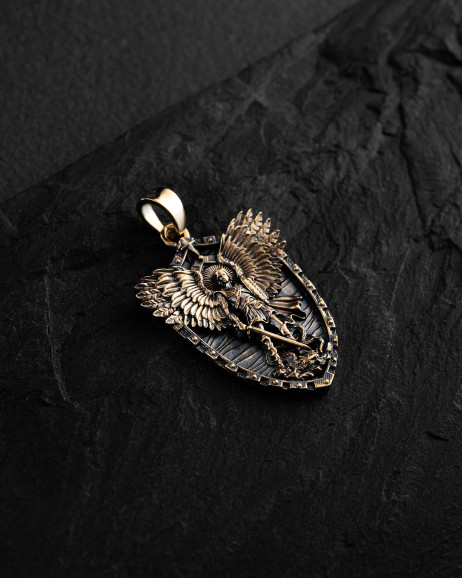 Anhänger - Schild HL. ERZENGEL MICHAEL (Gelbgold) 5