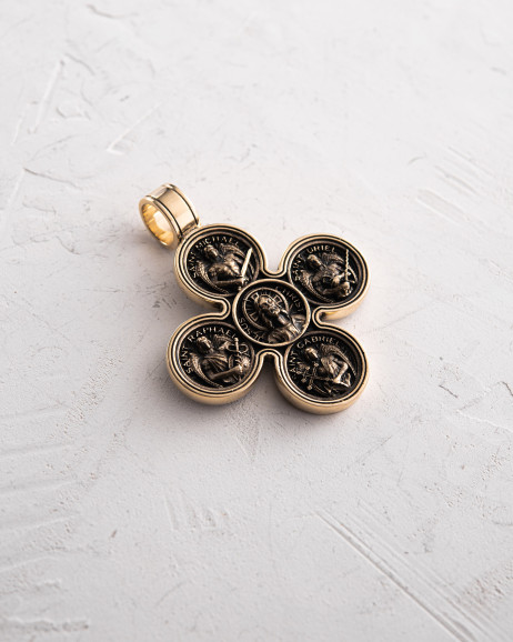 Kreuz JESUS ​​UND DIE VIER ERZENGEL (Gelbgold) 2