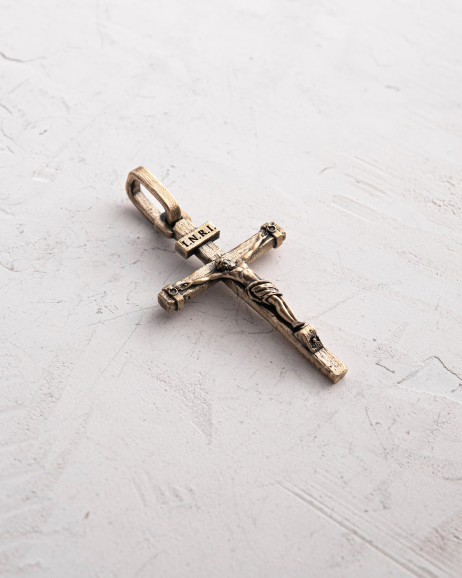 Kreuz KREUZIGUNG JESU. INRI (Gelbgold) 2