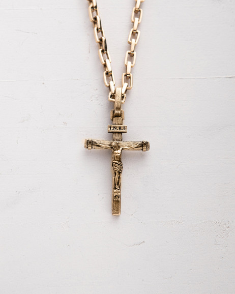 Kreuz KREUZIGUNG JESU. INRI (Gelbgold)