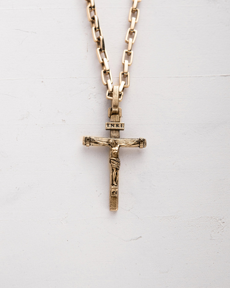 Kreuz KREUZIGUNG JESU. INRI (Gelbgold)