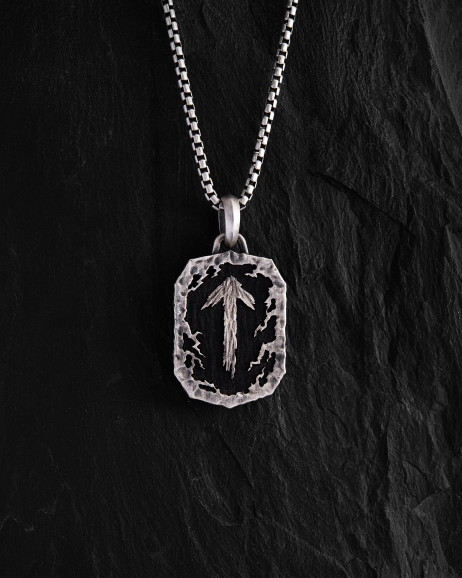 Anhänger SCHUTZRUNEN – TIWAZ mit Ebenholz in Sterlingsilber