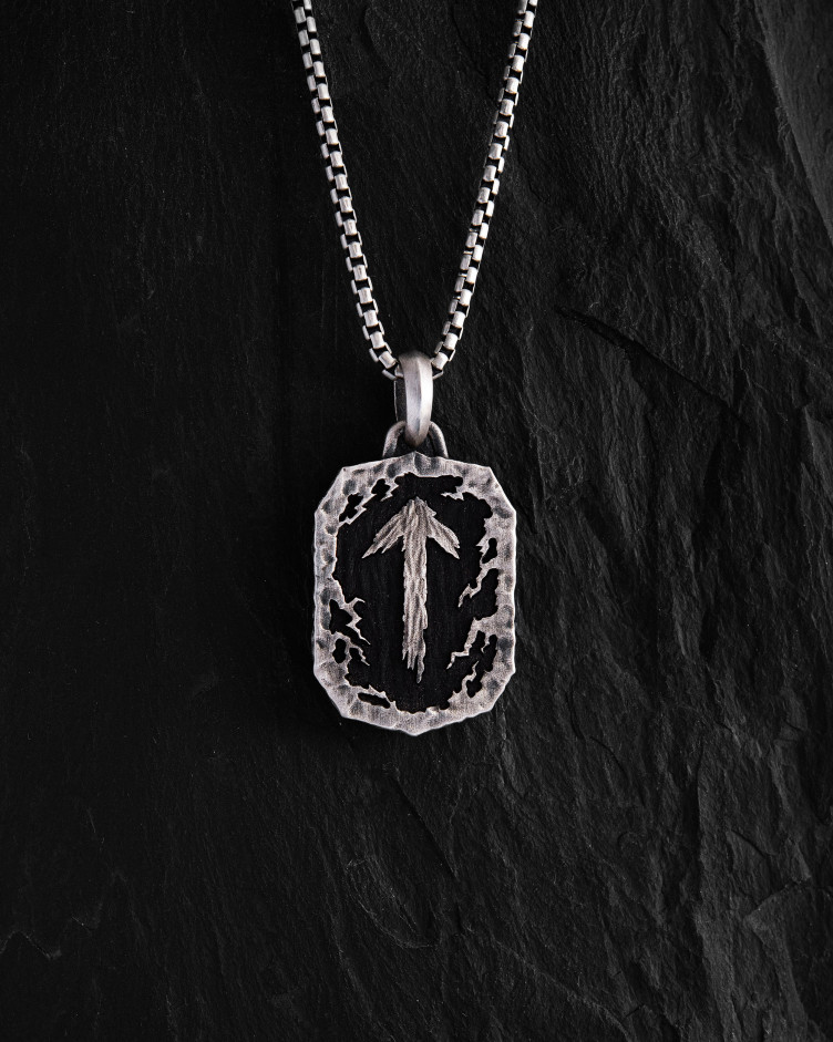 Anhänger SCHUTZRUNEN – TIWAZ mit Ebenholz in Sterlingsilber