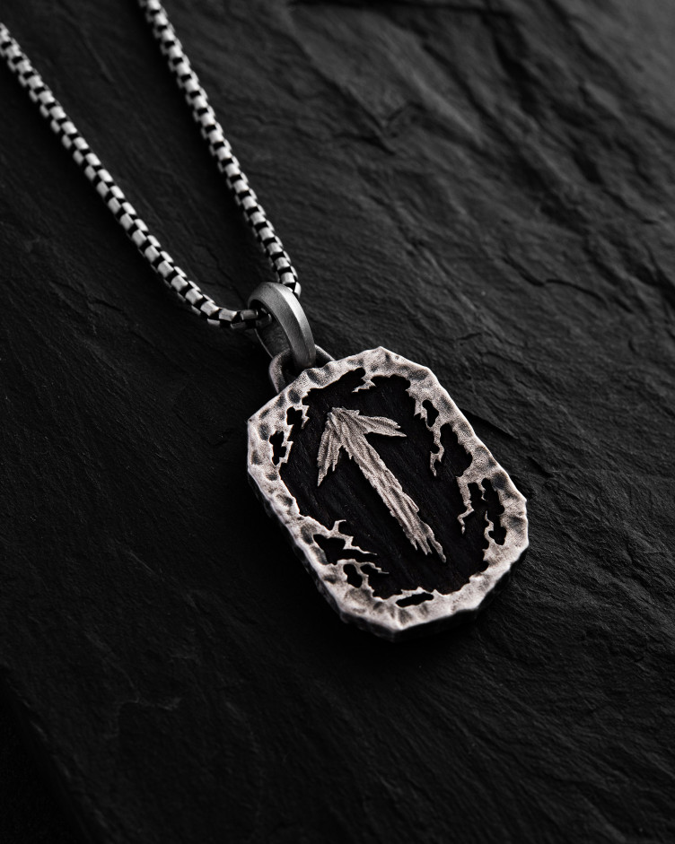 Anhänger SCHUTZRUNEN – TIWAZ mit Ebenholz in Sterlingsilber 3