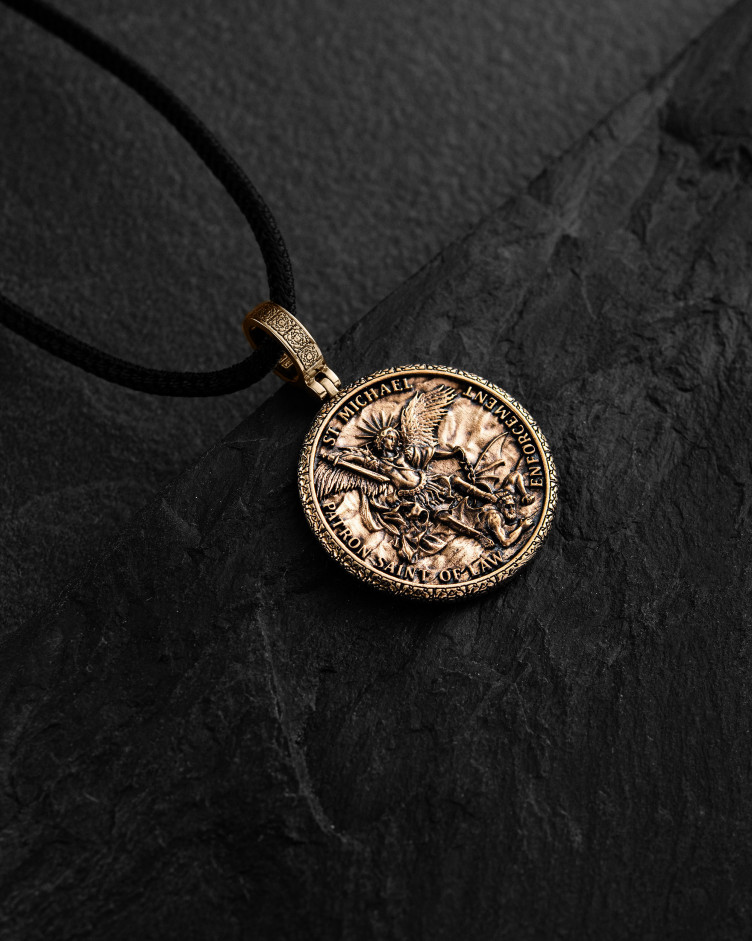 Anhänger HL. ERZENGEL MICHAEL: GEBET (585er Gelbgold) 5