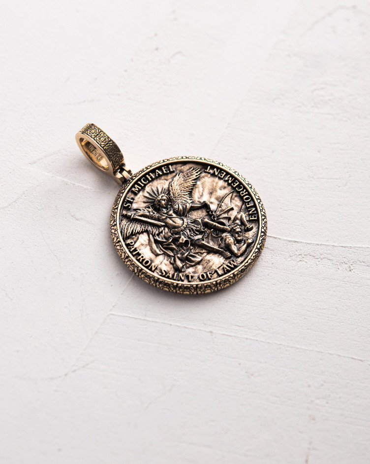 Anhänger HL. ERZENGEL MICHAEL: GEBET (Gelbgold) 2