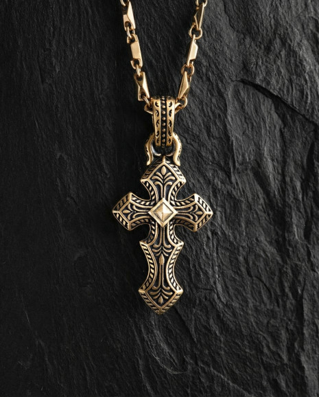 Kreuz INITIUM ET FINIS (585er Gelbgold) 2