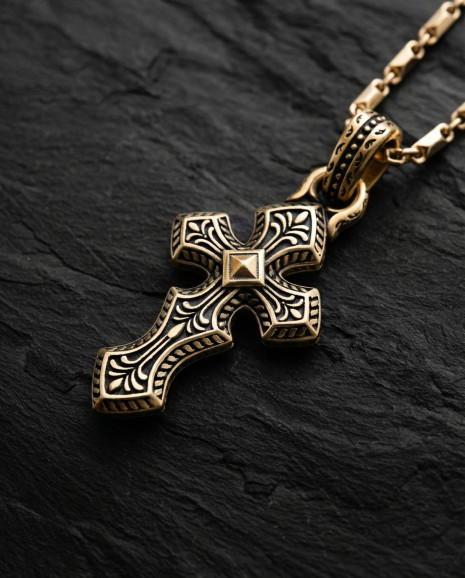 Kreuz INITIUM ET FINIS (585er Gelbgold)