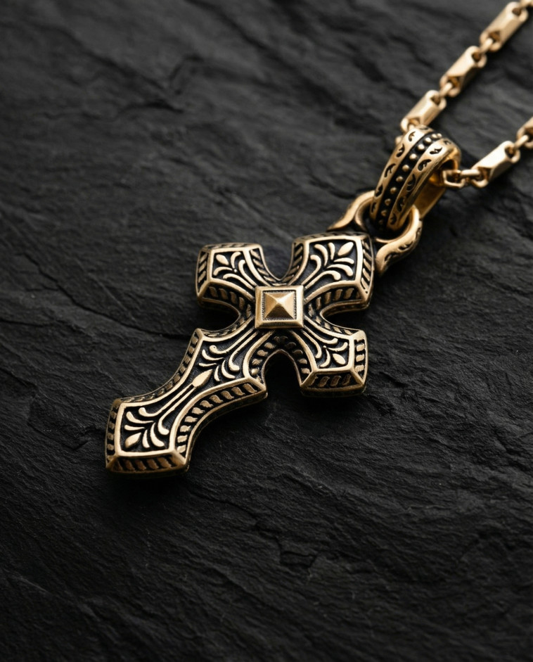 Kreuz INITIUM ET FINIS (585er Gelbgold)