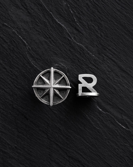 Einzelohrstecker KOMPASS in Sterlingsilber