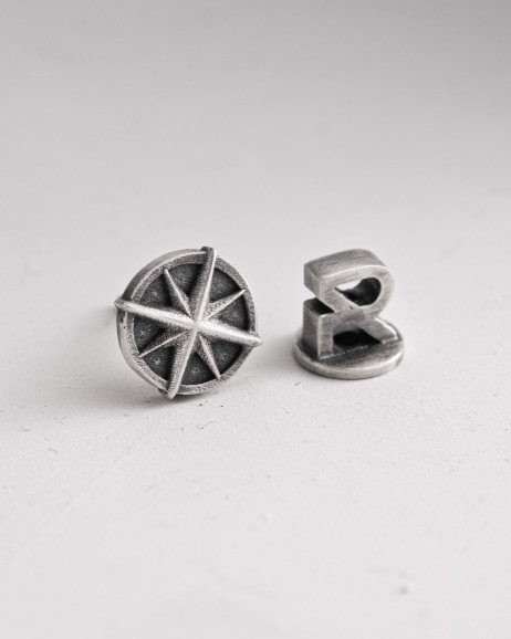 Einzelohrstecker KOMPASS in Sterlingsilber 5