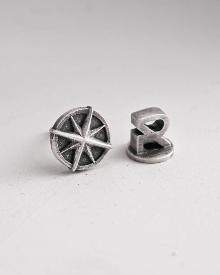 Einzelohrstecker KOMPASS in Sterlingsilber 5