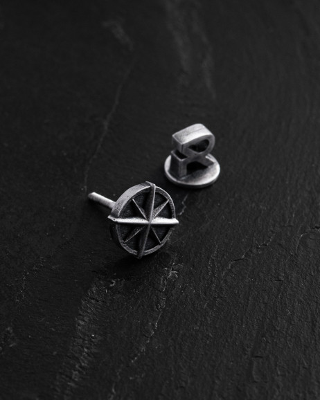 Einzelohrstecker KOMPASS in Sterlingsilber 3