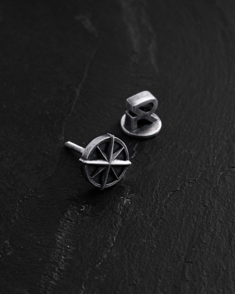 Einzelohrstecker KOMPASS in Sterlingsilber 3