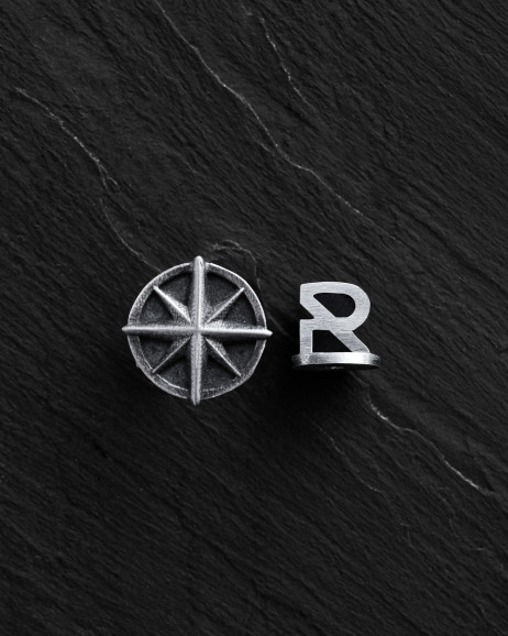Einzelohrstecker KOMPASS in Sterlingsilber