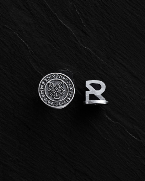 Ohrring - Ring WOLF. RUNES in Sterlingsilber
