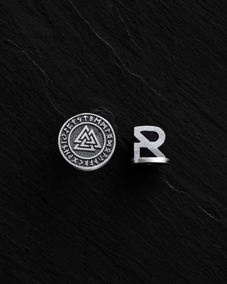 Ohrring - Ring VALKNUT. RUNES in Sterlingsilber