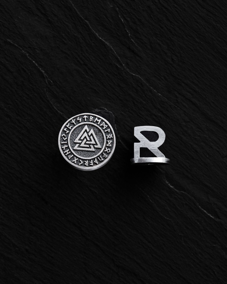 Ohrring - Ring VALKNUT. RUNES in Sterlingsilber