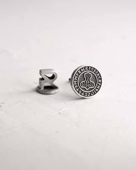 Ohrring - Ring THOR'S HAMMER. RUNES in Sterlingsilber 5