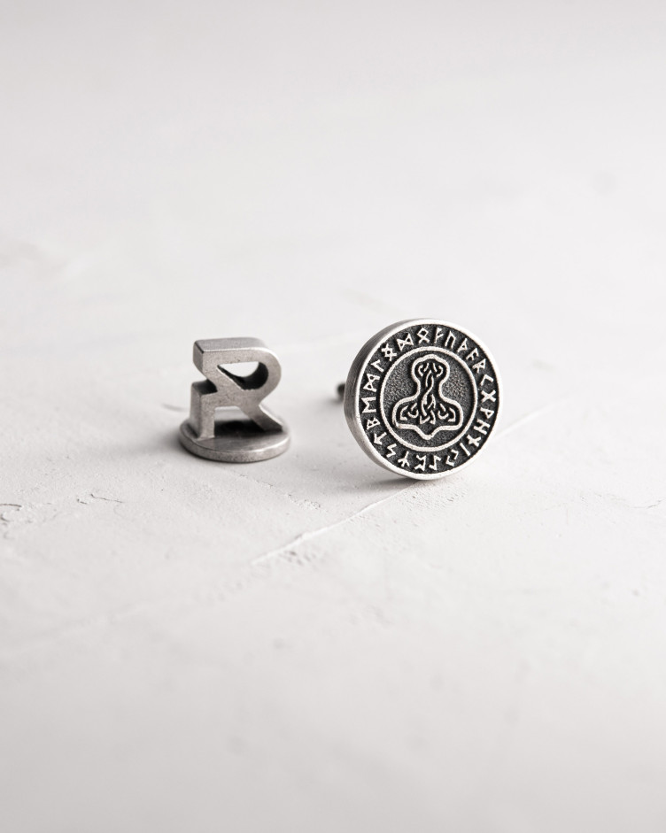 Ohrring - Ring THOR'S HAMMER. RUNES in Sterlingsilber 5