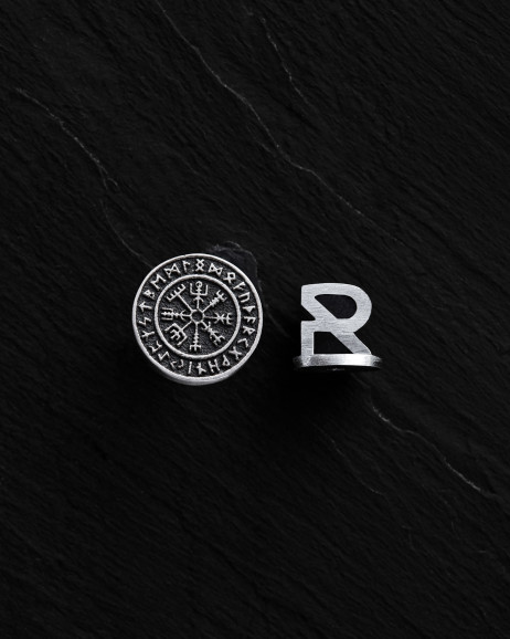 Ohrring - Ring VEGVISIR. RUNES in Sterlingsilber