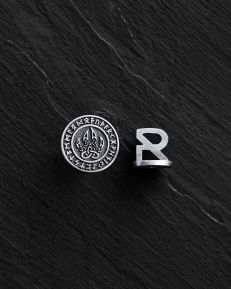 Einzelohrstecker BEAR'S PAW. RUNES in Sterlingsilber