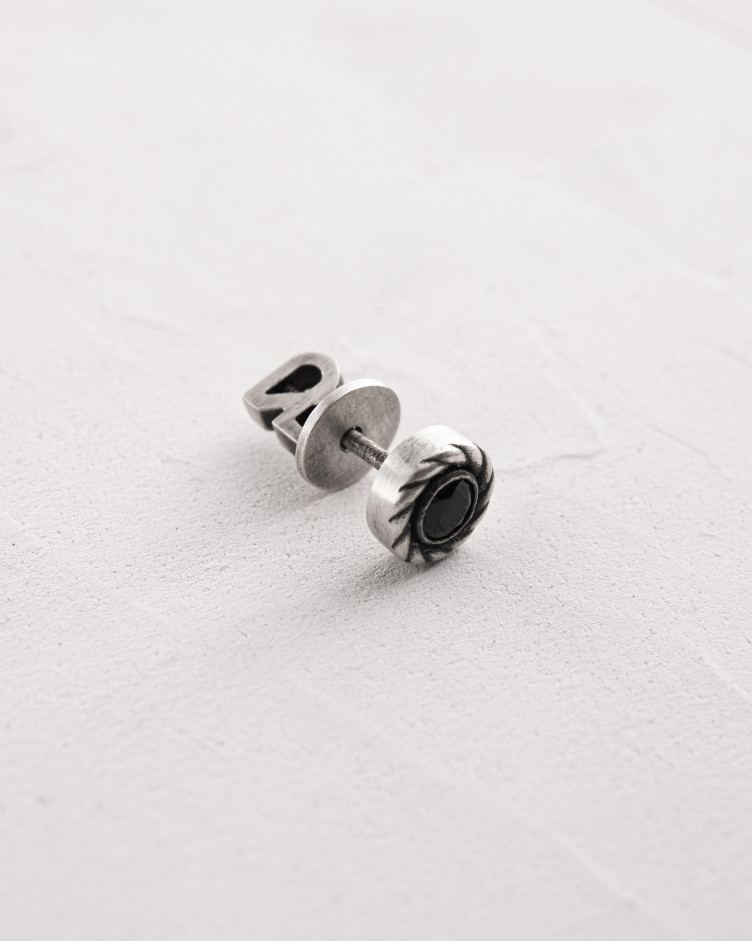 Einzelohrstecker REEKS. BLACK STONE in Sterlingsilber 5