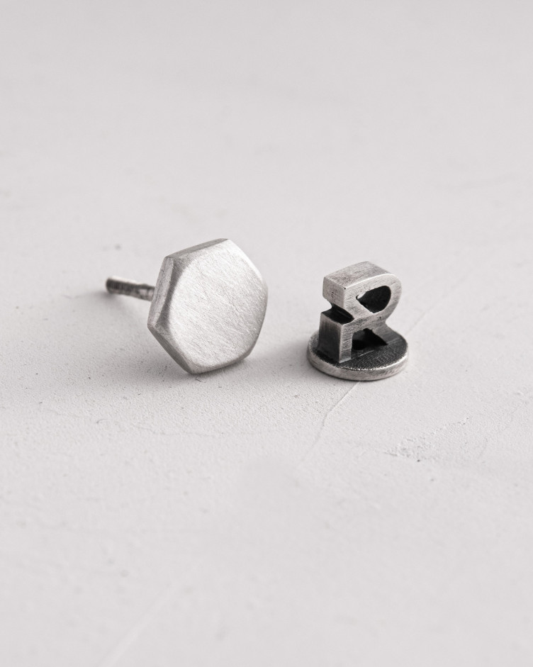 Einzelohrstecker HEXAGON in Sterlingsilber 5
