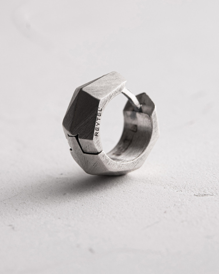 Einzelohrstecker FACETS in Sterlingsilber 2