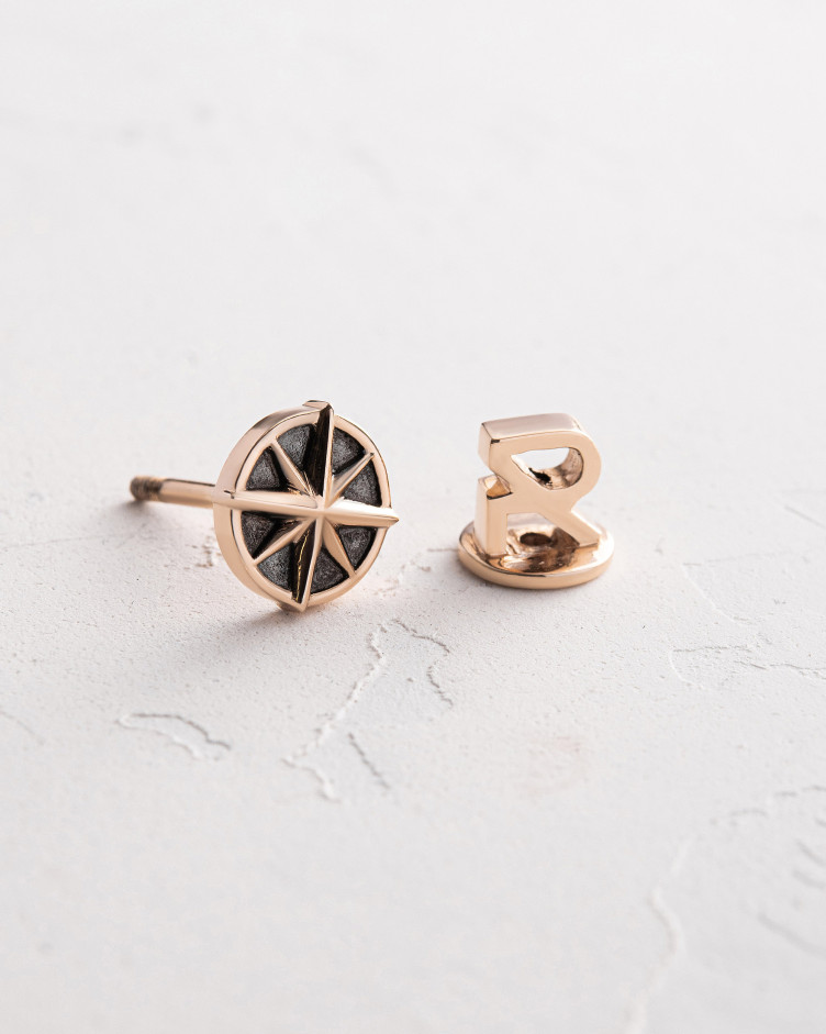 Einelohrstecker COMPASS (585er Gelbgold) 6