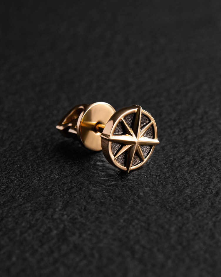 Einelohrstecker COMPASS (585er Gelbgold) 3